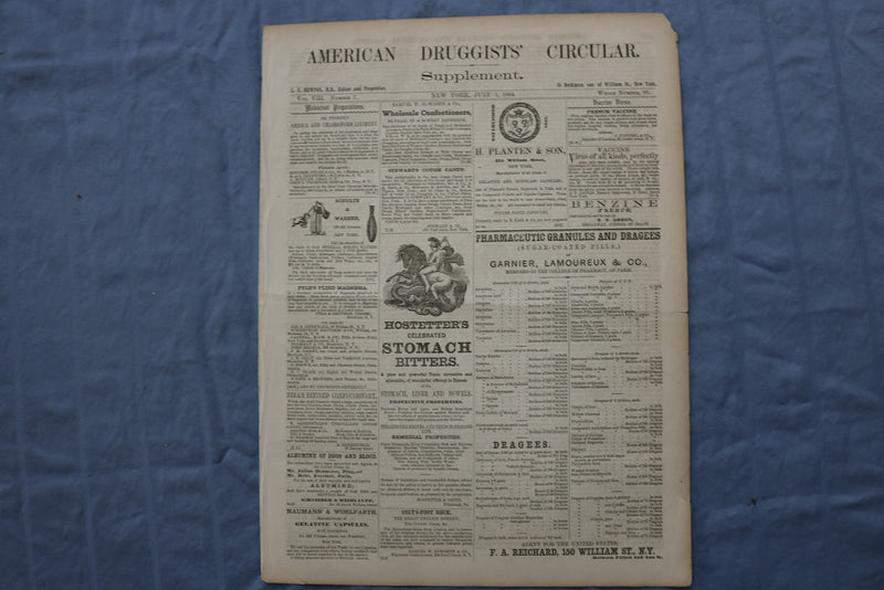 1864 JULY 1 AMERICAN DRUGGISTS' CIRCULAR SUPPLEMENT - K 3130