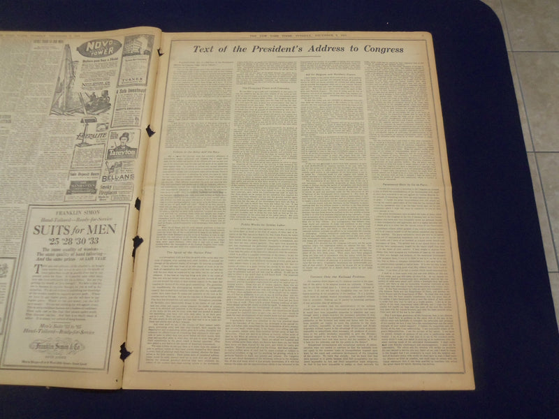 1918 DECEMBER 3 NEW YORK TIMES - EDMOND ROSTAND DIES - WILSON ADDRESS - NT 9160