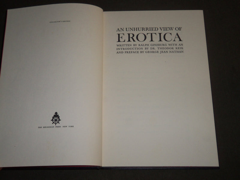 1958 AN UNHURRIED VIEW OF EROTICA BOOK BY RALPH GINSBURG - KD 4927