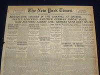 1918 MAY 11 NEW YORK TIMES - BRITISH SINK CRUISER AT OSTEND - NT 8178