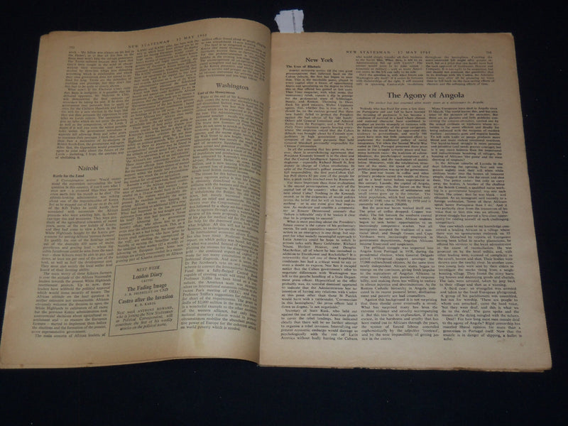 1961 MAY 12 NEW STATESMAN WEEK-END REVIEW MAGAZINE - AGONY OF ANGOLA - K 2059