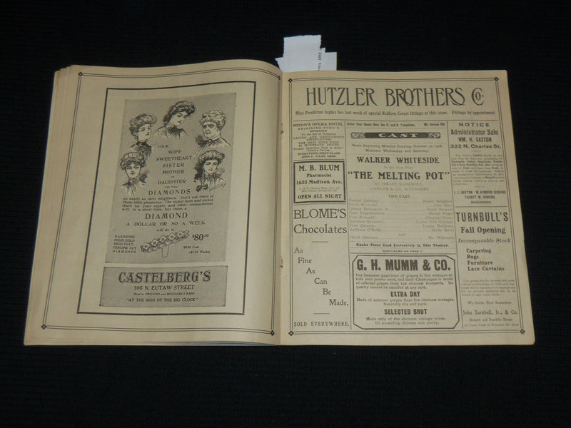 1908-1909 THE MELTING POT PROGRAM - BALTIMORE PERFECT PLAYHOUSE - J 6872