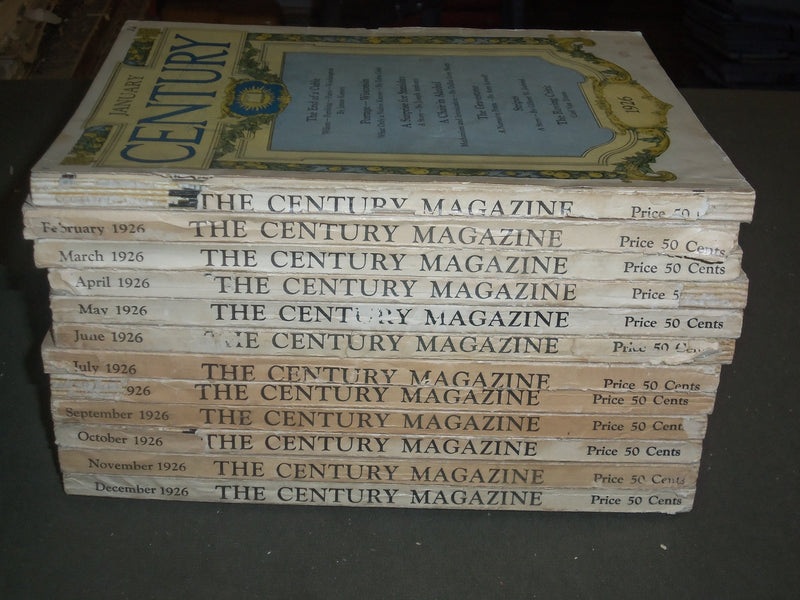 1926 THE CENTURY MAGAZINE - LOT OF 12 - COMPLETE YEAR - MANY STORIES - WR 1158A