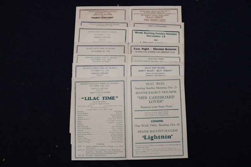 1928 NATIONAL THEATRE PROGRAMS - CHICAGO - LOT OF 7 - K 1783