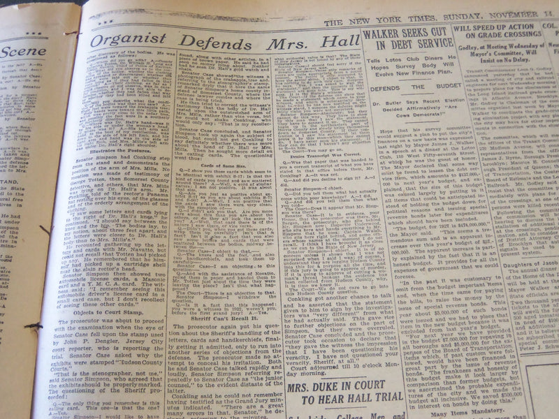 1926 NOVEMBER 14 NEW YORK TIMES - JURY HEARS LOVE LETTERS OF RECTOR - NT 6526