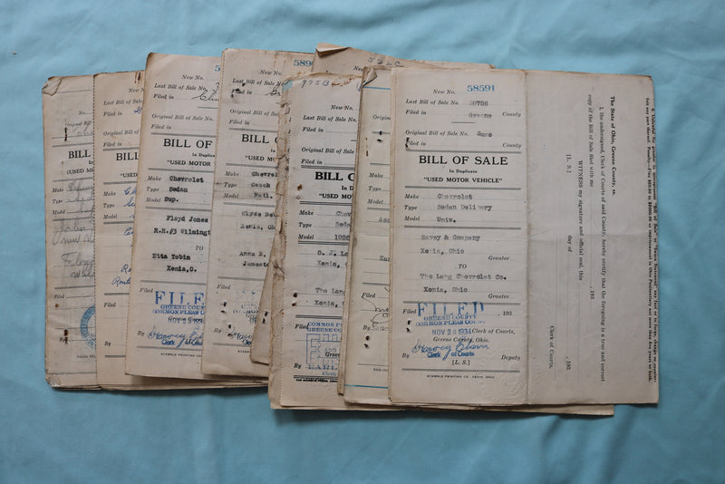1920'S-1930'S OHIO MOTOR VEHICLE SALES CERTIFICATES - LOT OF 130 - K 2548