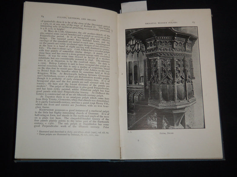 1915 PULPITS - LECTERNS AND ORGANS BOOK BY J. CHARLES COX - KD 5980B