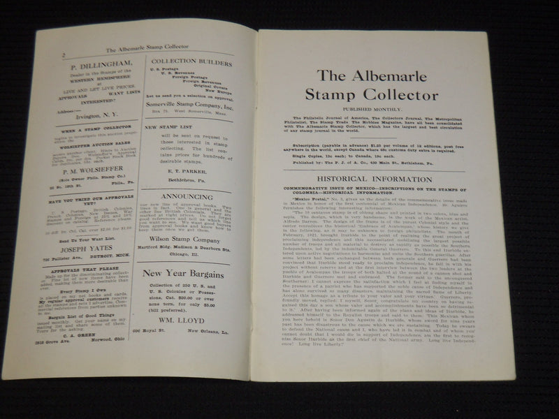 1922-1923 THE ALBERMARLE STAMP COLLECTOR MAGAZINE LOT OF 7 ISSUES - O 1134M