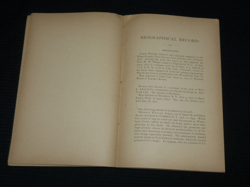 1878 YALE COLLEGE CLASS OF 1868 DECENNIAL MEETING - SOFTCOVER - J 6880