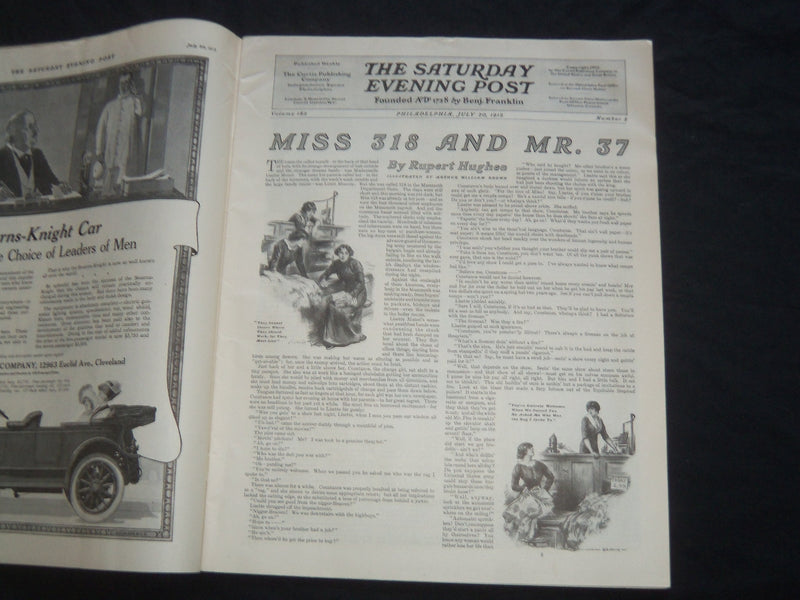 1912 JULY 20 THE SATURDAY EVENING POST MAGAZINE - ILLUSTRATED COVER - SP 629