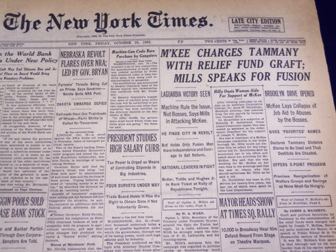 1933 OCTOBER 30 NEW YORK TIMES - LA GUARDIA VICTORY SEEN - NT 3885