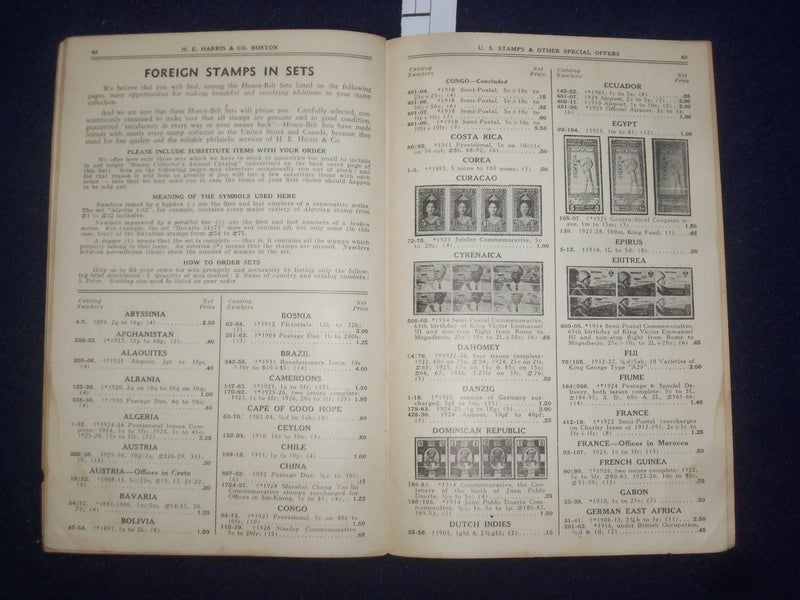 1930'S H. E. & HARRIS CO. - U.S. STAMPS CATALOG - J 9460
