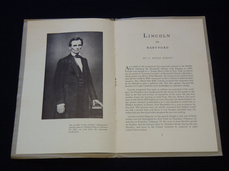 1960'S LINCOLN IN HARTFORD BOOK BY J. DOYLE DEWITT - J 7366