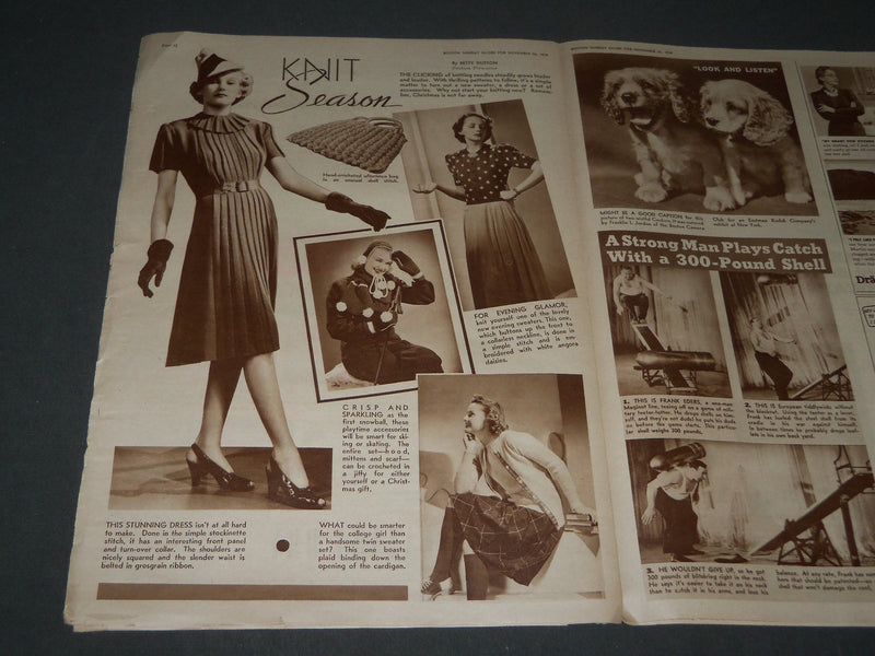 1939 NOVEMBER 26 BOSTON GLOBE PICTORIAL MAGAZINE - THANKSGIVING - NP 2936