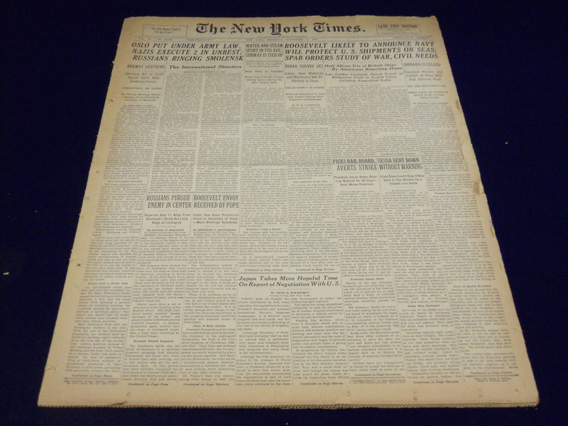 1941 SEPT 11 NEW YORK TIMES - OSLO PUT UNDER ARMY LAW, NAZIS EXECUTE 2 - NT 1373