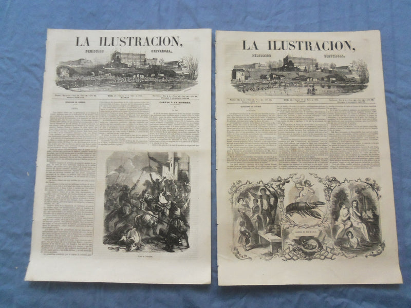 1852 LA ILUSTRACION PERIODICO UNIVERSAL NEWSPAPER - LOT OF 5 - NP 8414