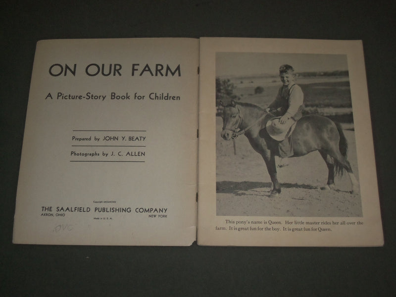 1932 ON OUR FARM SOFTCOVER BOOK - GREAT PHOTOS - J 2644