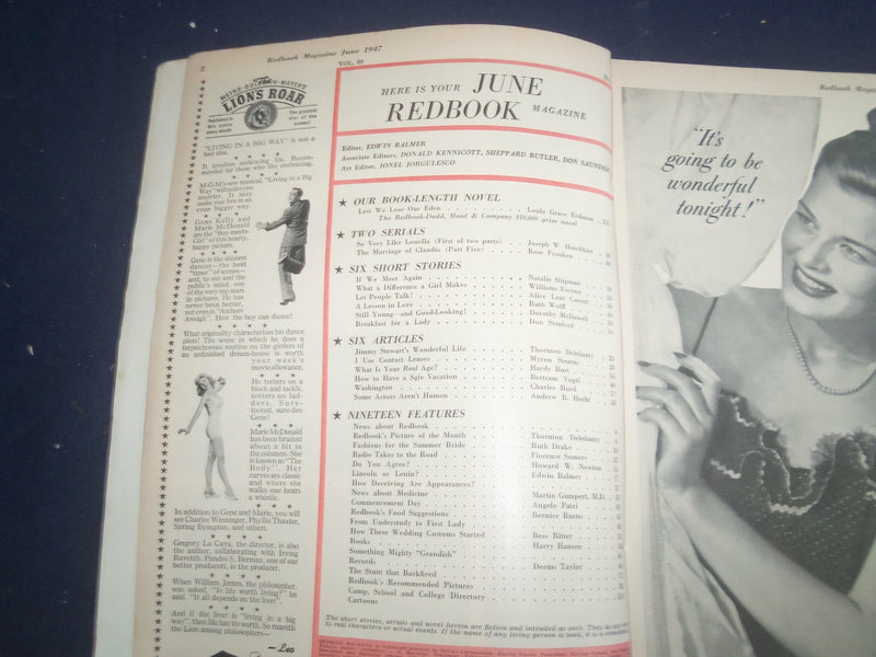 1947 JUNE REDBOOK MAGAZINE - LEST WE LOSE OUR EDEN - SP 6257G