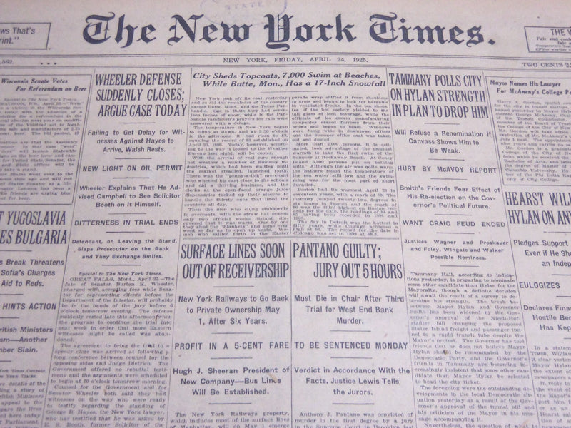 1925 APRIL 24 NEW YORK TIMES - PANTANO GUILTY JURY OUT 5 HOURS - NT 5387