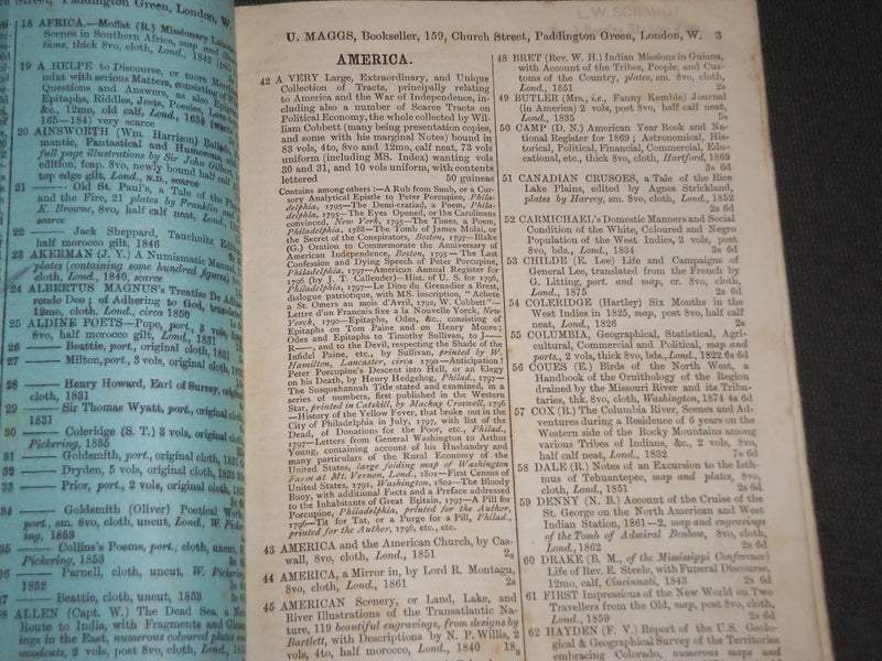 1883 CATALOGUE OF BOOKS LOT OF 5 DIFFERENT - AMERICAN, GERMAN, & U. K - WR 125I