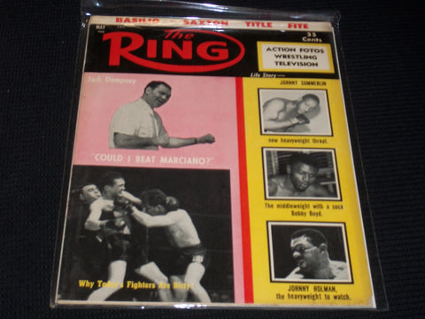 1956 MAY THE RING MAGAZINE - JACK DEMPSEY FRONT COVER - E 4658