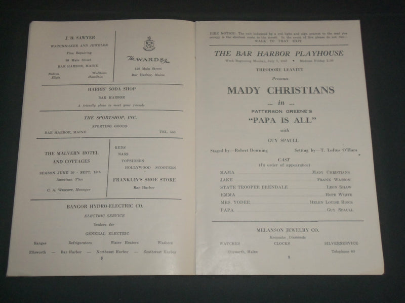 1947 THE BAR HARBOR PLAYBOYHOUSE PROGRAM LOT OF 3 - EDWARD HORTON - J 3970