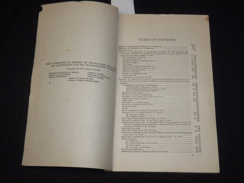 1914 RAILWAY MAIL PAY REPORT - HOUSE OF REPRESENTATIVES - 63RD CONGRESS - K 645