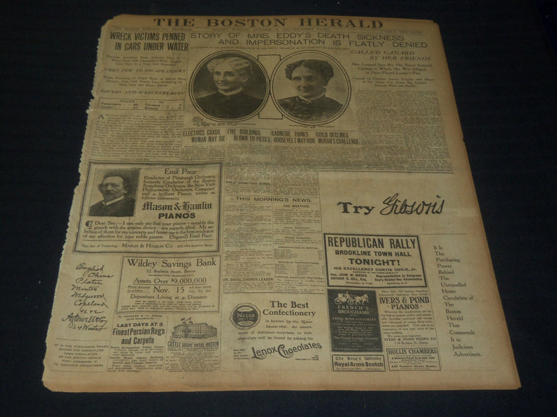 1906 OCTOBER 29 THE BOSTON HERALD - STORY OF MRS. EDDY'S DEATH DENIED - BH 92