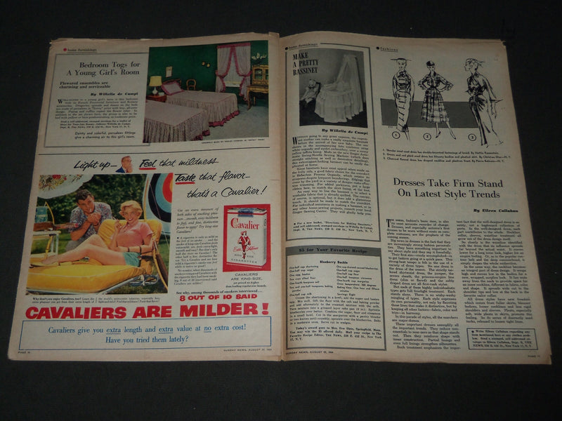 1954 AUG 22 SUNDAY NEWS COLOROTO MAGAZINE SECTION - LOUIS JOURDAN COVER - J 2866