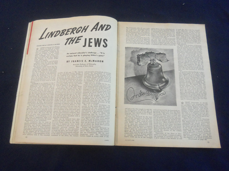 1942 JANUARY 3 LIBERTY MAGAZINE - LINDBERGH AND THE JEWS - B 4197A