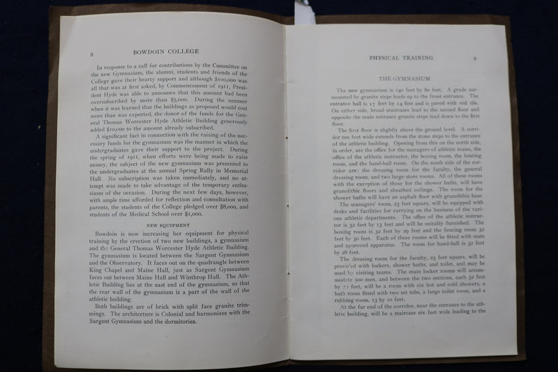 1912 APRIL BOWDOIN COLLEGE BULLETIN - PHYSICAL TRAINING SOFTCOVER BOOKLET- K 926