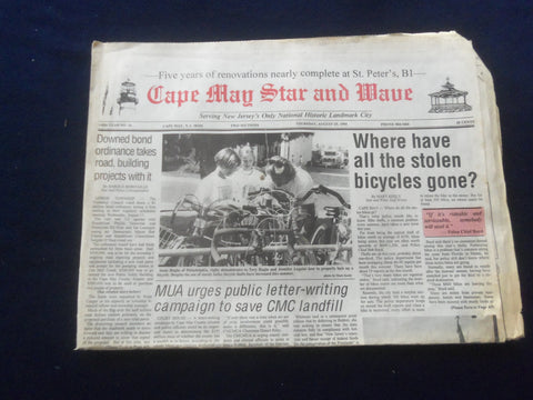1994 AUG 25 CAPE MAY STAR AND WAVE NEWSPAPER-WHERE ARE STOLEN BICYCLES?- NP 6114