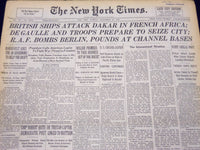 1940 SEPT 24 NEW YORK TIMES - BRITISH SHIPS ATTACK DAKAR FRENCH AFRICA - NT 215
