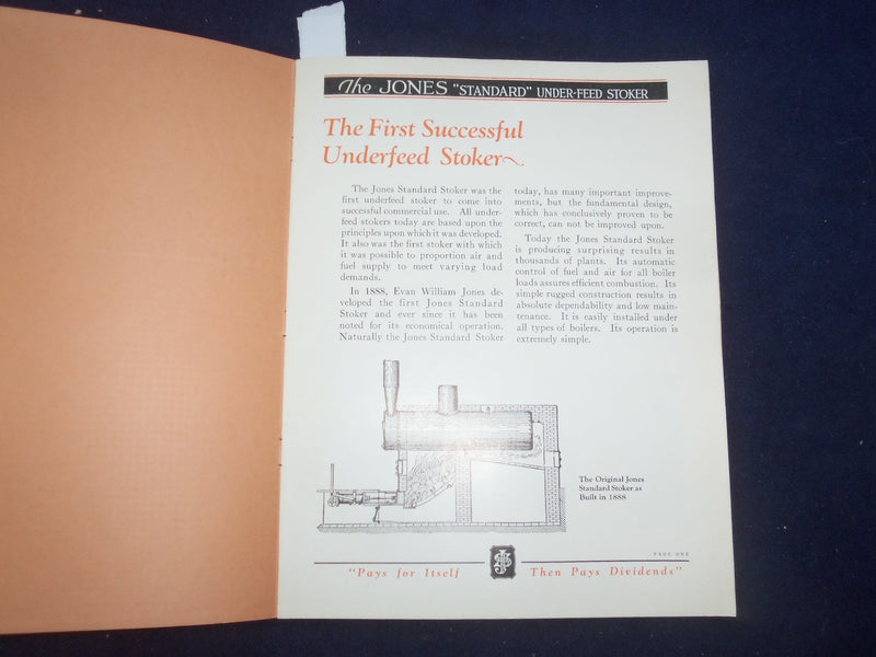 1920'S THE JONES STANDARD UNDER-FEED STOKER CATALOG - J 9332