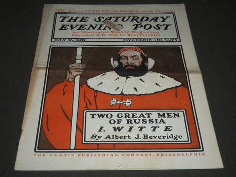 1902 JULY 26 THE SATURDAY EVENING POST MAGAZINE - ILLUSTRATED COVER- SP 1052