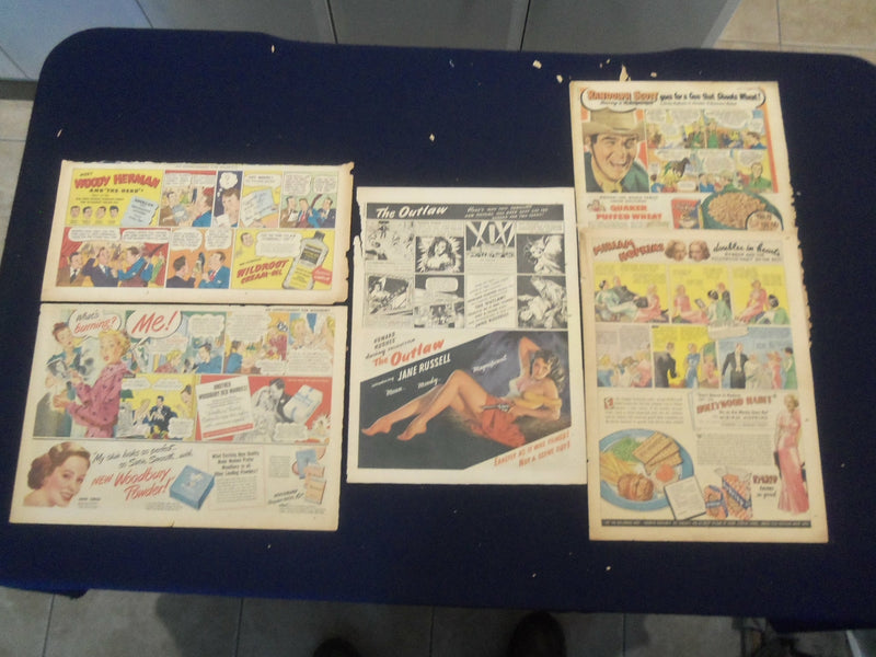 1930'S-1950'S MOVIE STAR COLOR COMICS ADS - LOT OF 5 - NP 5259