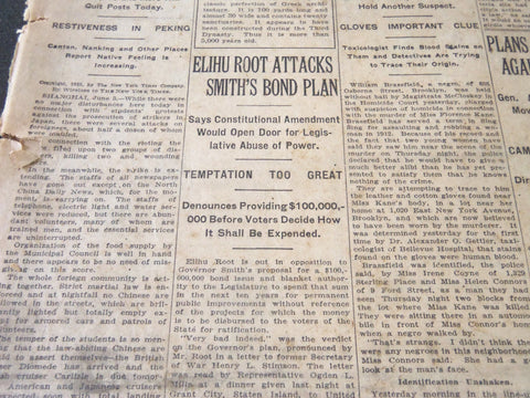 1925 JUNE 4 NEW YORK TIMES - ELIHU ROOT ATTACKS SMITH'S BOND PLAN - NT 5423