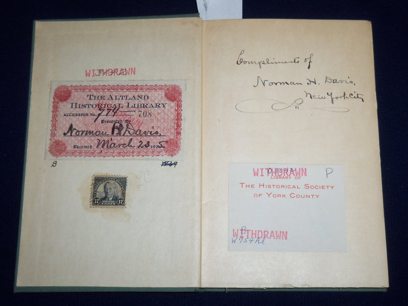 1925 WOODROW WILSON MEMORIAL ADDRESS BOOK BY DR. ALDERMAN - KD 703H