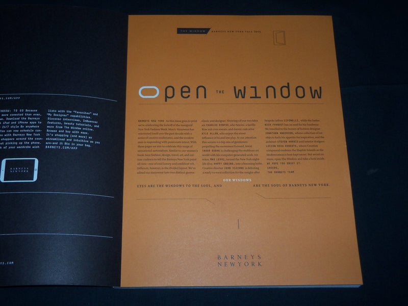 2015 FALL BARNEYS MAN BOOK ISSUE NO. 1 - THE WINDOW - CHARLES RENFRO - D 377