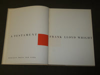 1957 A TESTAMENT BOOK BY FRANK LLOYD WRIGHT - NICE ILLUSTRATIONS - KD 5279