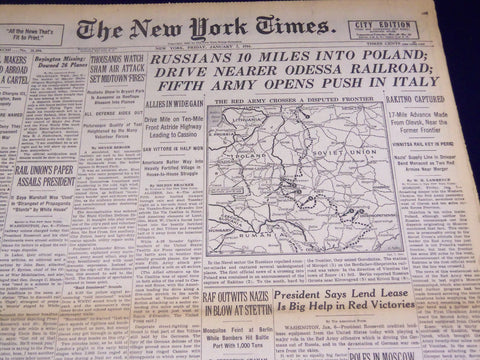 1944 JANUARY 7 NEW YORK TIMES - RUSSIANS 10 MILES INTO POLAND - NT 2588