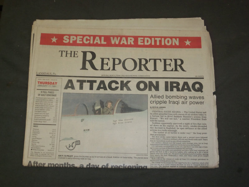 1991 JANUARY 17 THE REPORTER NEWSPAPER - ATTACK ON IRAQ - NP 3196