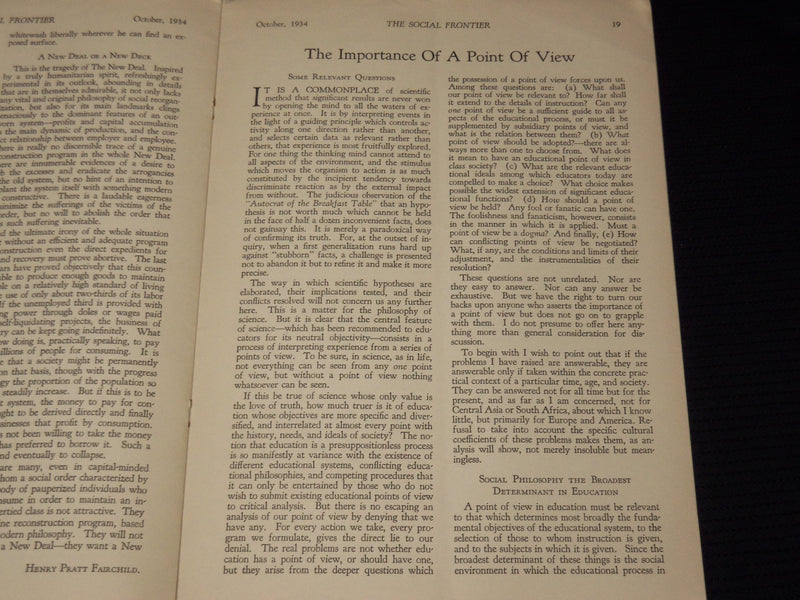 1934 OCTOBER THE SOCIAL FRONTIER JOURNAL MAGAZINE - VOLUME 1. NO. 1 - SP 4863E