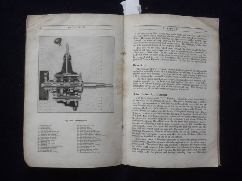 1929 MAY PLYMOUTH INSTRUCTION SOFTCOVER BOOK BY - K 191