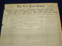 1918 DECEMBER 27 NEW YORK TIMES - LONDON GIVES WILSON POPULAR WELCOME - NT 9174