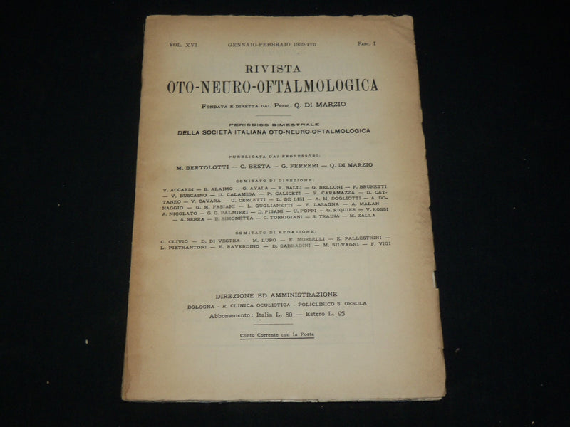 1938-1940 RIVISTA OTO NEURO OFTALMOLOGICA MAGAZINE LOT OF 3 - WR 572C