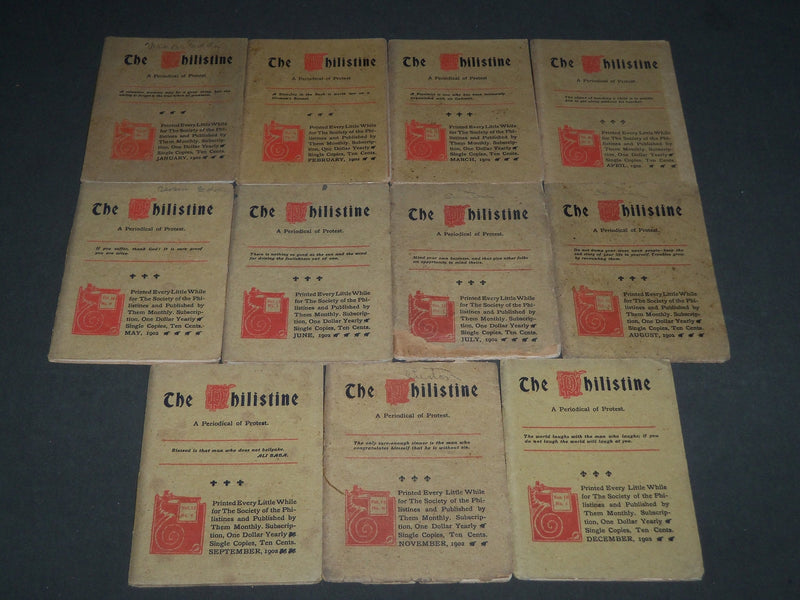 1902 THE PHILISTINE MAGAZINE LOT OF 11 ISSUES - BY ELBERT HUBBARD - WR 709H