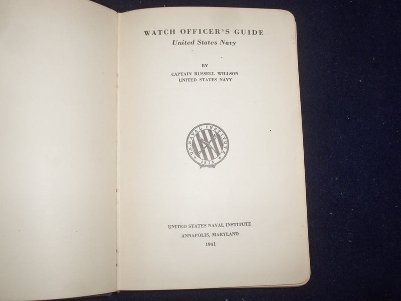 1941 WATCH OFFICER'S GUIDE - U.S. NAVY SOFTCOVER BOOK - J 9360