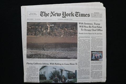 2025 JANUARY 11 NEW YORK TIMES - TRUMP WILL BE FIRST FELON TO OCCUPY OVAL OFFICE