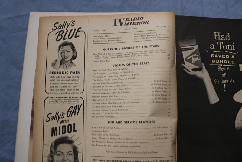 1960 AUGUST TV RADIO MIRROR MAGAZINE - BILL CULLEN COVER - ST 1002R
